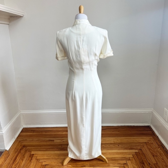 Vintage NWT Renzo Armoni Made in USA Wrap Off White Pearl Wedding Dress Gown 10P - Picture 7 of 13
